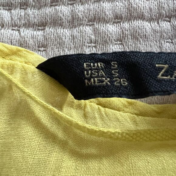 Zara Basic Shirt Womens Small Yellow Crochet Lace Bib Sleeveless Embroidered - Picture 7 of 10